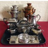 Quantity of mixed plated ware, samovar and percolator. Condition report: see terms and conditions