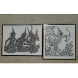 2 Eastern Black and White Prints depicti