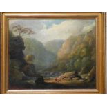 G Morland Oil on Board depicting fisherm