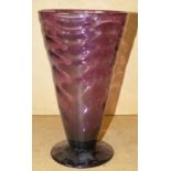 A Purple Glass Round Trumpet Shaped Vase