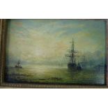 Adolphus Knell Oil on Board sailing boat