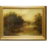 T Moore 19th Century Small Oil on Canvas