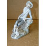 A Lladro Figure of a seated gentlemen wi