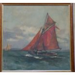 A Marine Oil on Canvas depicting sailing