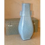 An Oriental Square Crackle Ware Bulbous