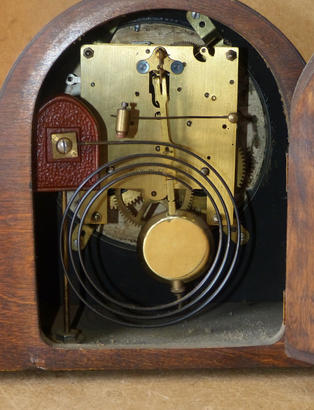 A 1920's 8 Day Striking Mantle Clock hav - Image 4 of 4