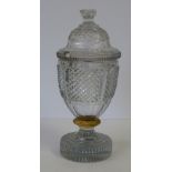 A Heavy Cut Glass Lidded Urn having all