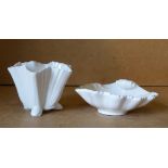 A Worcester Scalloped Small Bowl on white ground with reeded decoration, 6.5cm high, also a Royal