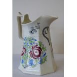 A 19th Century Sunderland Octagonal Shaped Jug inscribed LW in a heart with all over floral and