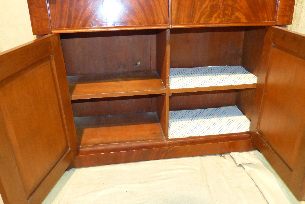 A 19th Century Mahogany Chiffonier having scalloped shelf back with scroll supports, 2 drawers, 2 - Image 4 of 5