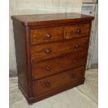 A 19th Century Mahogany Straight Front Chest of Drawers having 2 short, 3 long graduated drawers