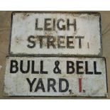 2 x Aluminium Street Signs "Bull and Bell Yard,1 and Leigh Street" 76.