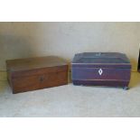 A 19th Century Mahogany Sarcophagus Shape Jewellery Box having inlaid stringing,