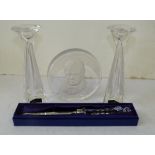 A Pair of Thomas Webb Plain Glass Candlesticks,