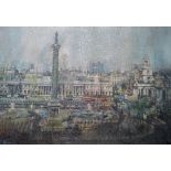 Eric Mason Oil on Canvas London scene "Trafalgar Square" signed, in silvered frame,