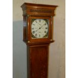 Reeves, Capel 30 Hour Oak Longcase Clock having square painted dial with fruit and leaf decoration,