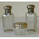 A Pair of Cut Glass Scent Bottles having chamfer decoration,