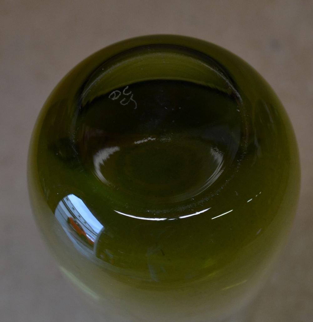 A Green Glass Cylindrical Vase having etched floral motif, - Image 2 of 2