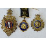 3 X Silver Gilt Buffalo Medals with enamel decoration, overall weight 154.