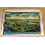 A Coloured Glass "View of the Castle and City of Edinburgh" in gilt frame, 21.