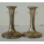 A Pair of Birmingham Silver Dwarf Candlesticks on round sweeping bases,