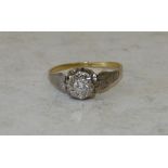 A Ladies Gold Solitaire Diamond Ring approximately 0.