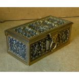 A Silver Plated Rectangular Shape Casket having hinged lid with all over cupid, floral,