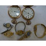 2 Gold Plated Full Hunter Pocket Watches,