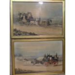 A Pair of 19th Century Coloured Coaching Prints in gilt frames,