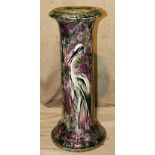 A China Painted Round Jardiniere Stand depicting stork "Dean" on sweeping base, 67.