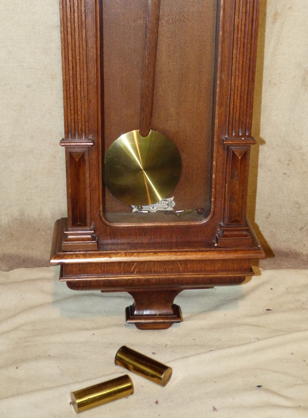 Camerer Cuss & Co London  Vienna  8 Day Striking Wall Clock having reeded column supports oval - Image 2 of 5