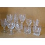 A Set of 6 Cut Glass Wine Glasses, a set of 4 cut glass wine glasses,