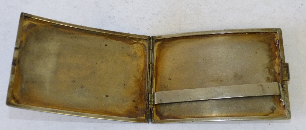 A Silver and Black Enamel Concave Shape Cigarette Box, - Image 2 of 2