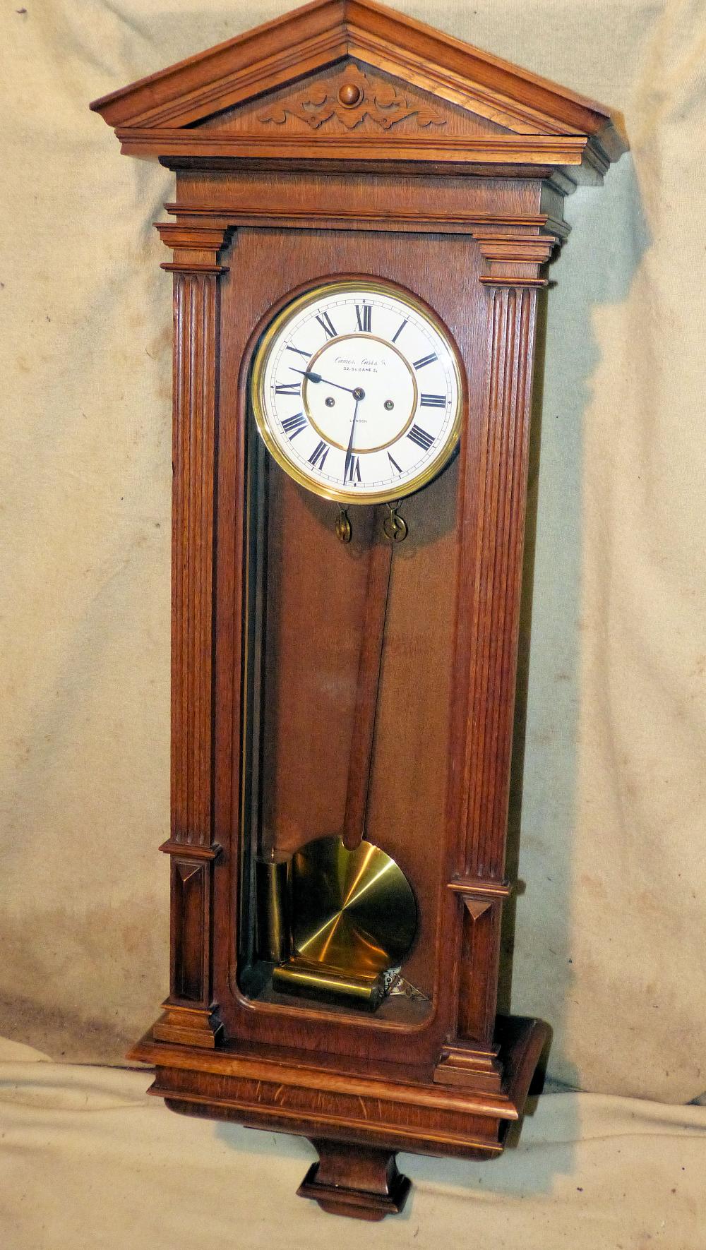 Camerer Cuss & Co London  Vienna  8 Day Striking Wall Clock having reeded column supports oval - Image 5 of 5