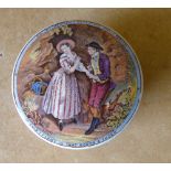 A 19th Century China Pot Lid with base "If Ever I Plant in That Blossom a Thorn" 11cm diameter