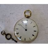 An 18ct Gold Open Faced Pocket Watch having chased floral decoration,