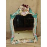 A Dresden Large Free Standing Dressing Table Mirror having raised cupid, ribbon, floral,