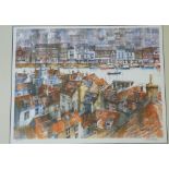 John Sibson Signed Limited Edition Coloured Print "Whitby Roof Tops" signed in pencil and numbered