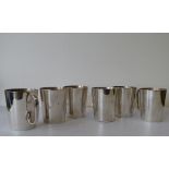 A Set of 6 Silver Plated Pint Tankards,