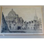 Ernest L Hampshire Signed Black and White Etching "Brazenose College Oxford" signed in pencil in