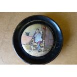 A Victorian China Pot Lid "The Times" in ebony frame (loose) pot lid 10.