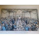 A 19th Century Coloured Engraving "Representation of the Dinner Given by Mr Sergeant Wilde at