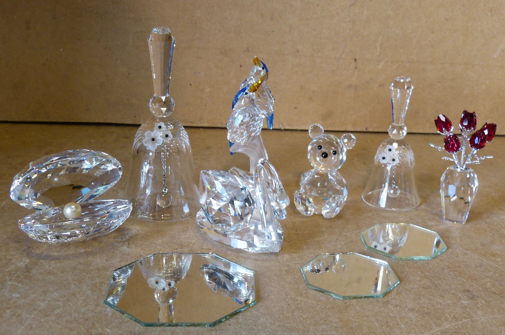 7 Swarovski Crystal Animals and Bells etc,