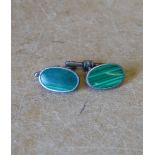 A Pair of Gentlemen's 925 Silver and Malachite Cufflink's