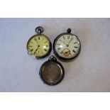 J G Greaves Sheffield Silver Open Faced Pocket Watch
having white enamel dial and seconds dial