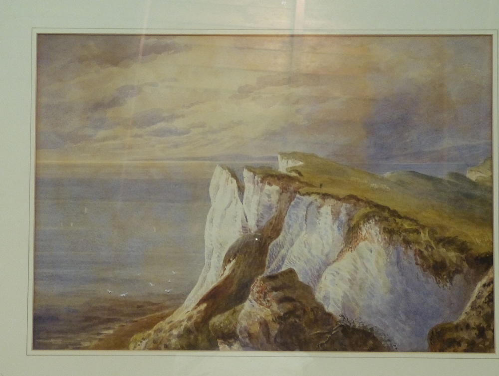A Watercolour depicting figure on cliff top, unsigned, in gilt frame, 36. - Image 2 of 3