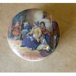 A Victorian China Pot Lid with base "Hide and Seek" 11cm diameter