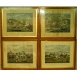 A Set of 4 19th Century Coloured Ink Steeple Chase Engravings, after H Alken in oak frames,