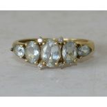 A 9ct Gold Ladies 5 Stone Ring set with clear stones