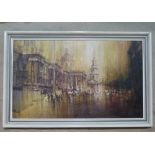 Eric Mason Oil on Board London scene depicting St Paul's Cathedral in background, signed,